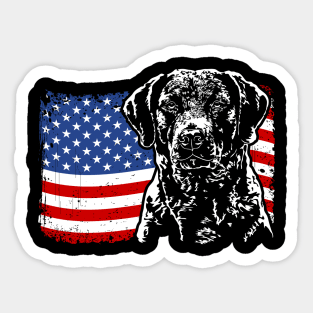 Proud Chesapeake Bay Retriever American Flag patriotic dog Sticker